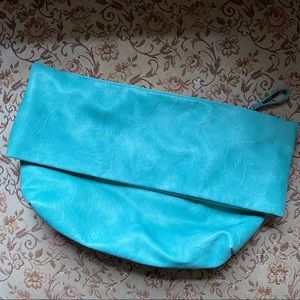 Aqua leather clutch
